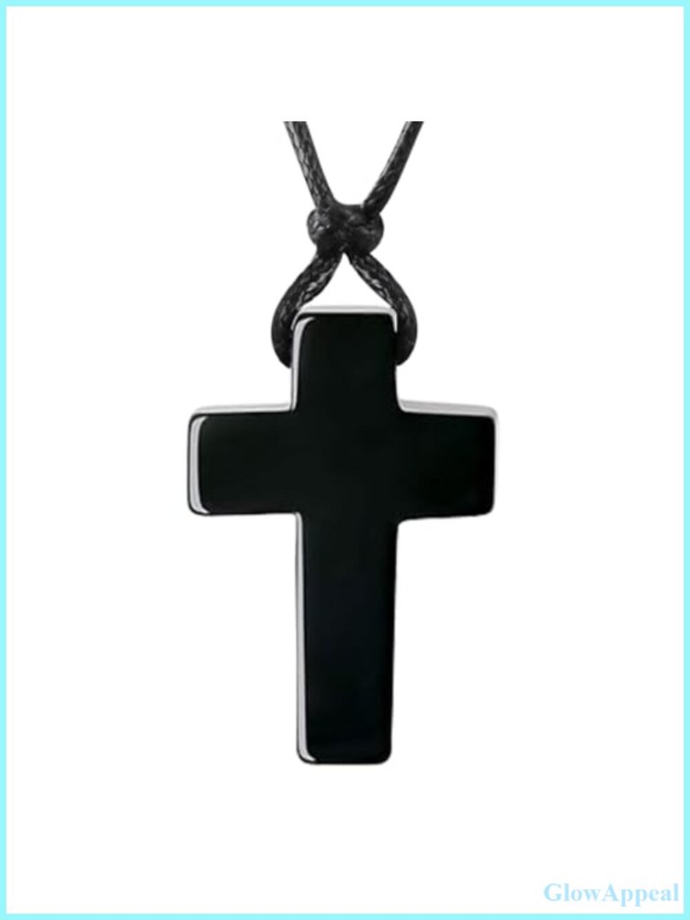 Handmade Obsidian Cross Necklace Rope Pendant Healing Crystal